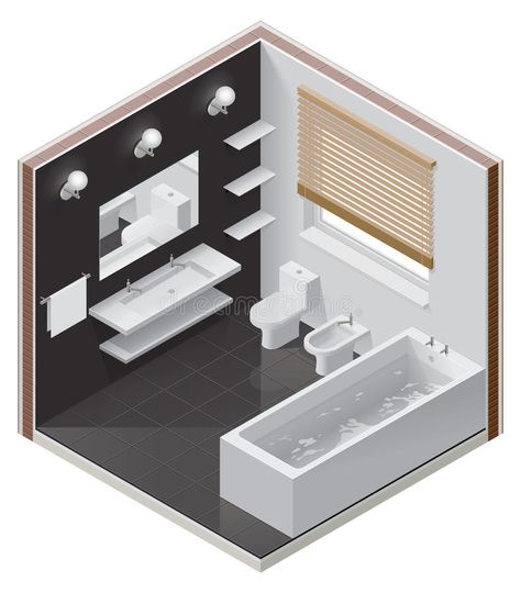 Vector isometric bathroom icon. Detailed isometric cutaway icon representing mod , #Aff, #bathroom, #icon, #Vector, #isometric, #representing #ad Isometric Bathroom, Bathroom Stock, Interior Bathroom, Sims 4 House Design, Isometric Art, Isometric Design, Home Building Design, Sims House, Led Light Bulbs