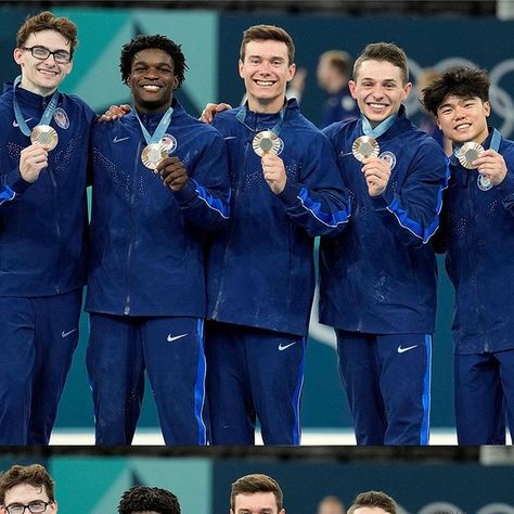 NBC Olympics & Paralympics on Instagram: "THE FIRST TEAM MEDAL FOR TEAM USA MEN’S GYMNASTICS IN 16 YEARS. 😭 #ParisOlympics" Brody Malone, Stephen Nedoroscik, Gymnastics Olympics, Olympics Gymnastics, 2024 Diary, Scrapbooking Sports, Olympics 2024, 2024 Olympics, Gymnastics Team