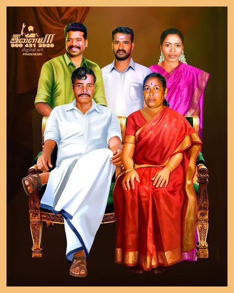 Family Photo Editing Background, Imaginary Art Family Photo, Maruthu Pandiyar, Amma Photos, Amma Photos Hd, Imaginary Art, Photo Merge, Wedding Album Layout, Caricature Wedding