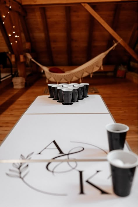 DIY wedding ceremony beer pong, boho rustic barn wedding ceremony, impartial wedding ceremony, wedding ceremony video games- #Barn #Beer #Boho #DIY #games #Neutral #Pong #Rustic #Wedding Check more at https://howcandothis.com/weddingideas/diy-wedding-ceremony-beer-pong-boho-rustic-barn-wedding-ceremony-impartial-wedding-ceremony-wedding-ceremony-video-games/ Backyard Reception Games, Classy Wedding Activities, Guests In Black Wedding, Black White Themed Party, Black And White Wedding Diy, Diy Black And White Wedding Decor, Unique Wedding Games, Wedding Inspo Black And White, After Party Wedding Ideas