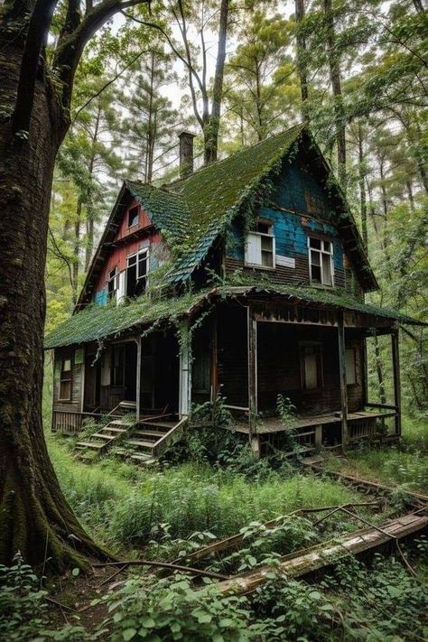 Green Apocalypse, Abandoned Cottage, Abandoned Cabin, Two Story Cottage, Tiny House Camper, Abandoned Churches, Abandoned Homes, Old Abandoned Houses, Forgotten Places