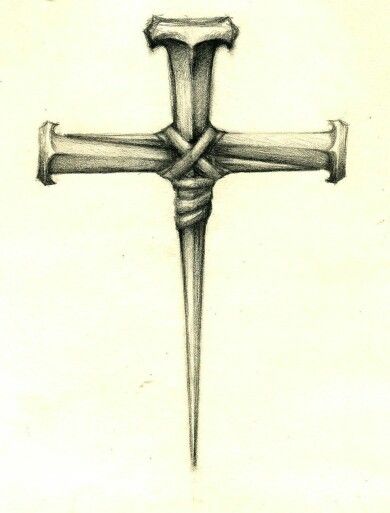 Christian Cross Tattoos, Crucifix Tattoo, Cross Drawing, Iron Nails, Celtic Cross Tattoos, Nail Cross, Cross Tattoo For Men, Cross Tattoos, Heart Tattoos