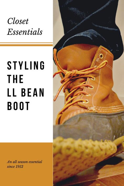 An all season classic since 1912, the LL Bean Boot for Men and Women is a wadrobe staple. Create outfits around the classic boot #llbean #beanboot #stylingguide #preppy Llbean Boots Outfit, Mens Duck Boots Outfit, Bean Boots Outfit, Bean Boots Men, Duck Boots Outfit, Mens Duck Boots, Modern Preppy Style, Ll Bean Duck Boots, Boot For Men