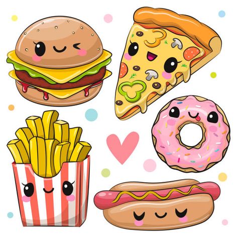 Arte Doodle, Cute Easy Doodles, Food Cartoon, Images Kawaii, Posca Art, Cute Food Drawings, Doodle Coloring, Cute Kawaii Drawings, Arte Sketchbook