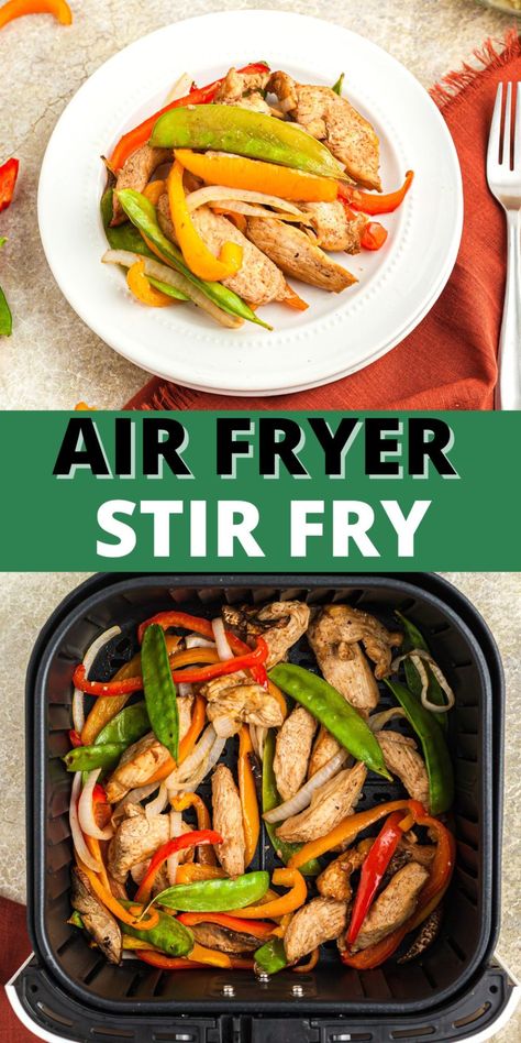 Airfryer Stir Fry, Chicken Stir Fry In Air Fryer, Chicken Stir Fry Air Fryer Recipes, Air Fryer Stir Fry Chicken, Air Fryer Stir Fry Vegetables, Air Fryer Stir Fry Recipe, Stir Fry In Air Fryer, Air Fryer Stir Fry, Easy Air Fryer Dinner Recipes