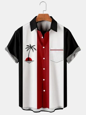 Men's Coconut Tree Print Casual Breathable Hawaiian Short Sleeve Shirt Casual Resort Wear, Masculine Clothing, Latest African Men Fashion, African Shirts For Men, Button Shirts, African Clothing For Men, African Shirts, Men Stylish Dress, Fashion Suits For Men