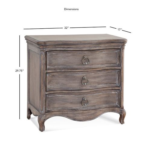 One Allium Way® Maximilian 3 - Drawer Nightstand in Antique Chestnut | Wayfair Large Nightstand, Gray Nightstand, Distressed Frames, 3 Drawer Nightstand, Bedside Storage, Natural Interior, Bedroom Panel, Antique Pewter, Drawer Nightstand