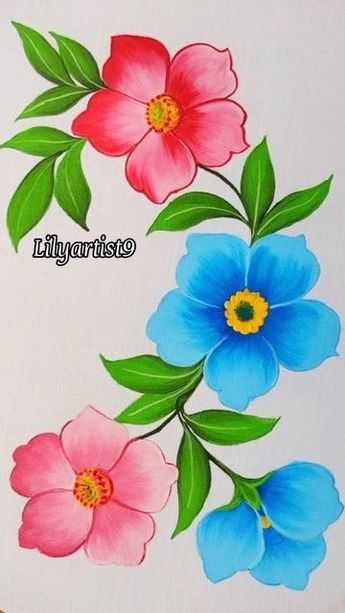 Fabric Paint Drawing, Flower Bird Drawing, Floral Painting On Fabric, Simple Fabric Painting Designs Flowers, Simple Painting Ideas Flowers, Hand Painting Designs On Fabric, Fabric Painting Flowers Design, Hand Painted Fabric Pattern Design, Simple Flower Design Pattern