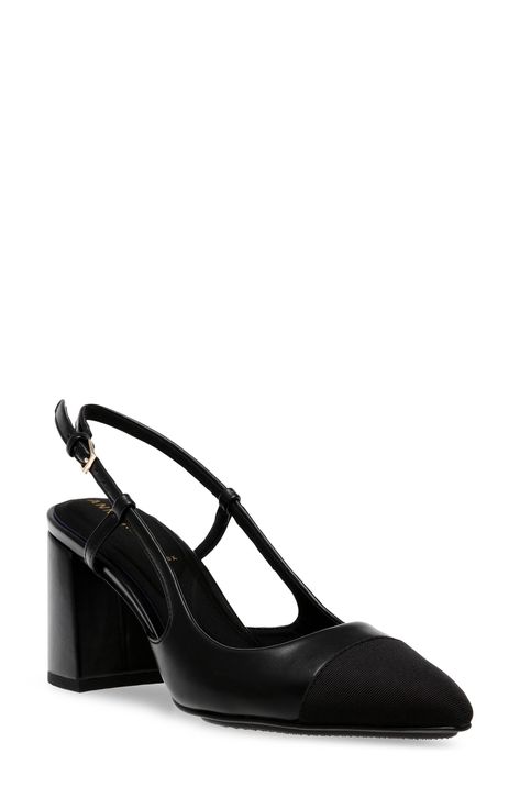 Steve Madden Maegan Pointed Toe Slingback Pump (Women) | Nordstrom Sling Back Shoes Outfits, Close Toed Heels Outfit, Corporate Shoes Women, Closed Toe Work Shoes, Work Heels Office Wear, Slingback Pumps Outfit, Business Casual Shoes For Women, Business Casual Shoes Women, Slingback Heels Outfit