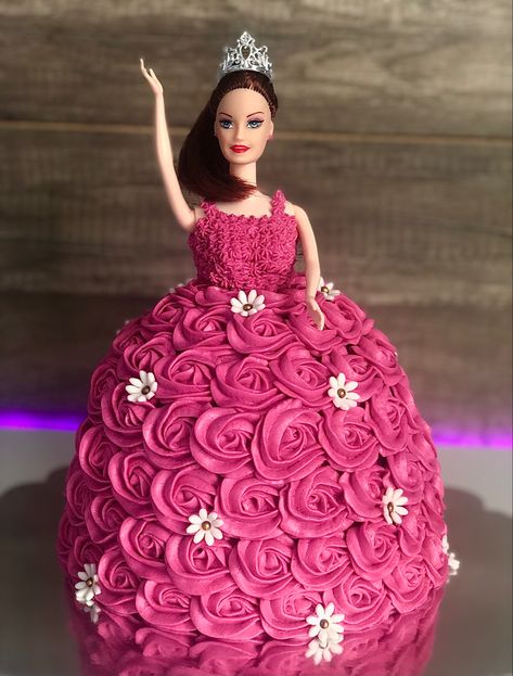 Birthday Cake Doll, Barbie Dress Cake, Doll Cake Designs, Princess Doll Cake, Barbie Doll Birthday Cake, Barbie Doll Cake, Doll Birthday Cake, Princess Barbie Dolls, Barbie Birthday Cake