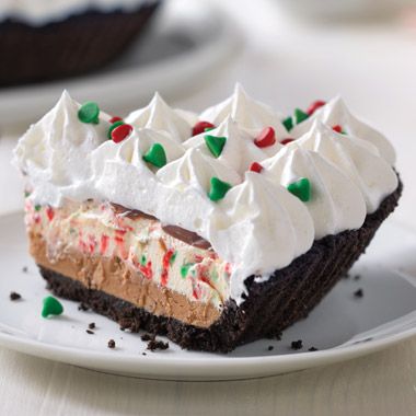 Bakers Square Candy Cane Pie Recipe, Peppermint Pie Recipe, Peppermint Pie, Candy Cane Pie, Cookie Crumb Crust, Real Whipped Cream, Bakers Square, Crumb Crust, Peach Pie Recipes