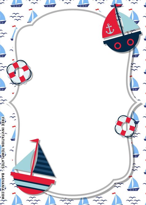 11+ Nautical Themed Birthday Invitation Templates For Your Kid’s Birthday Bash | FREE Printable Birthday Invitation Templates - Bagvania Nautical Invitation Template, Nautical Theme Invitation, Kids Birthday Invitation Card, Template Birthday Invitation, Nautical Birthday Invitations, Sailor Birthday, Sailor Theme, Nautical Invitations, Boat Theme