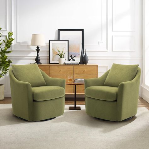 PRICES MAY VARY. 🌈A Real Relaxing Place at Home--Experience the ultimate comfort and style with our premium accent arm chair. Designed with a 360° swivel base, this swivel sofa chair allows you to effortlessly find the perfect position for relaxation. Made of selected polyester, the fabric is not only soft-touch and comfortable but also durable, ensuring long-lasting use in your home 🌈Ergonomic & Supportive--Our 360° swivel sofa chair features an elegant silhouette that adds sophisticated styl Round Table With Swivel Chairs, Accent Chairs Set Of 2, Swivel Chairs In Living Room, Vintage Accent Chairs For Living Room, Living Room With Chairs Only, Front Room Office And Sitting Area, Mid Century Chairs Living Room, Amazon Living Room, Swivel Sofa