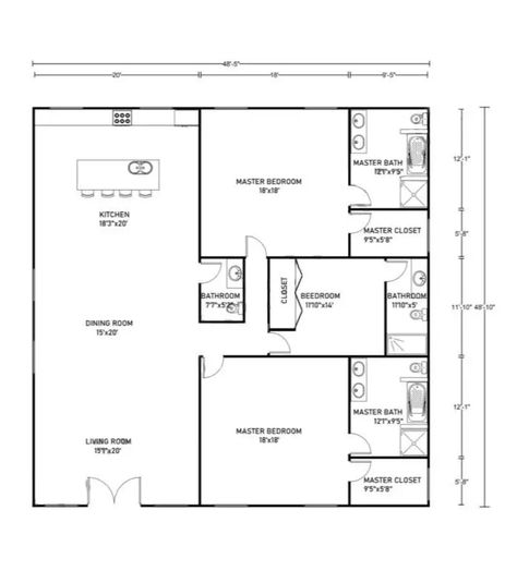 7 Large Family Barndominium Floor Plans With 2 Master Suites 30 X 50 Barndominium Floor Plans, Dual Master Suite House Plans, Classroom Floor Plan, 30x50 House Plans, Multigenerational House Plans, Loft Floor Plans, Simple Floor Plans, House Plan With Loft, Barn House Design