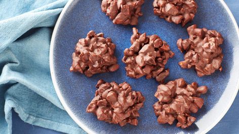 Cherry Almond Chocolate Clusters Recipe | Ellie Krieger | Food Network Chocolate Nuts Clusters, Clusters Recipe, Almond Clusters, Chocolate Clusters, Ellie Krieger, Almond Chocolate, Almond Biscotti, Ideas Videos, Cherry Almond