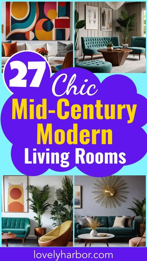 27 Beautiful mid century modern living rooms 2 Mid Century Modern Living Room Color Palette, Mid Century Modern Interior Design Ideas, Mid Century Modern Den, Colorful Mid Century Modern Living Room, Mcm Living Room Decor, Mid Century Decorating Ideas, Mid Century Glam Living Room, Spooky Facts, Cozy Mid Century Modern Living Room