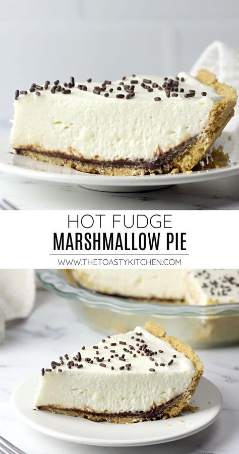 Marshmallow Pie Recipe, Chocolate Marshmallow Pie, Fudge Marshmallow, Marshmallow Pie, Homemade Graham Cracker, Marshmallow Filling, Homemade Graham Cracker Crust, Fudge Pie, Fudge Ingredients