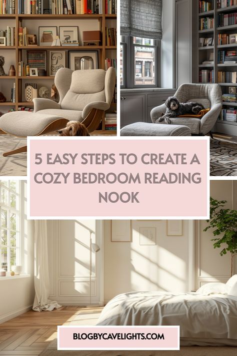 🌜 Makeover magic! See how easy it is to blend cozy bedroom décor with a functional reading nook. Our article outlines cozy bedroom ideas that are both stylish and snug. 📖💡 Check it out now for cozy inspiration! Nooks In Bedrooms, Small Nook Ideas Bedroom, Book Nook In Bedroom, Bedroom Corner Ideas Cozy Nook, Reading Corner In Bedroom, Cozy Reading Nook Ideas, Bedroom Nook Ideas, Library Bedroom Ideas, Bedroom With Books