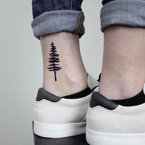 Pine Tattoo, Pine Tree Tattoo, Custom Temporary Tattoos, Tree Tattoo Designs, E Tattoo, Diy Tattoo, Temporary Tattoo Stickers, Nature Tattoos, Tree Tattoo