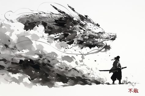 Be Fearless (不敵) A man without fear will be treated as though a dragon makes up his flank. #samurai #katana #japan #spiritual #bushido #discipline #meditation #nofear #dragon T-shirt store coming soon! Please don’t be shy - message me with any requests you have. Be Fearless, A Dragon, Drawing Techniques, A Man, Coming Soon, Meditation, Spirituality, Japan, Drawings