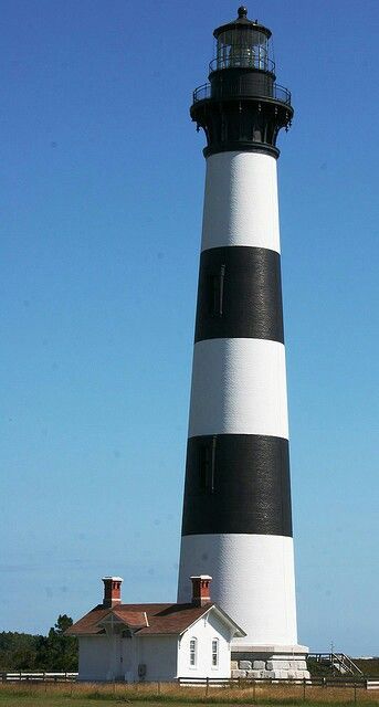 Bodie Island Blue Lighthouse, Bodie Island Lighthouse, Red Shutters, Obx Nc, White Lighthouse, Lighthouse Pictures, Lighting The Way, Nags Head, North Carolina Homes