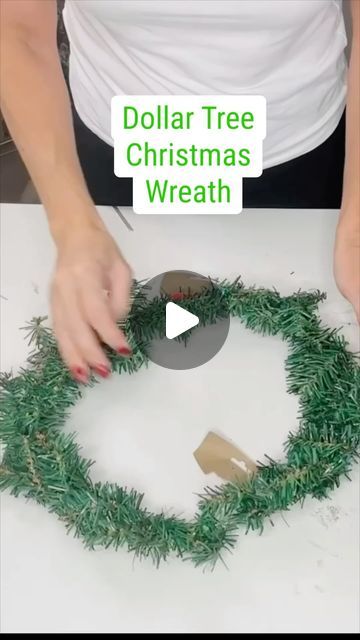 Small Diy Wreaths, Easy Christmas Wreaths Diy Dollar Stores, Dollar Tree Wreath Ideas Easy Diy, Joy Door Hanger, Easy Winter Wreaths Diy, Diy Christmas Wreath Dollar Tree, Dollar Store Outdoor Christmas Decor, How To Make Wreaths Step By Step, Dollar Tree Garland Ideas