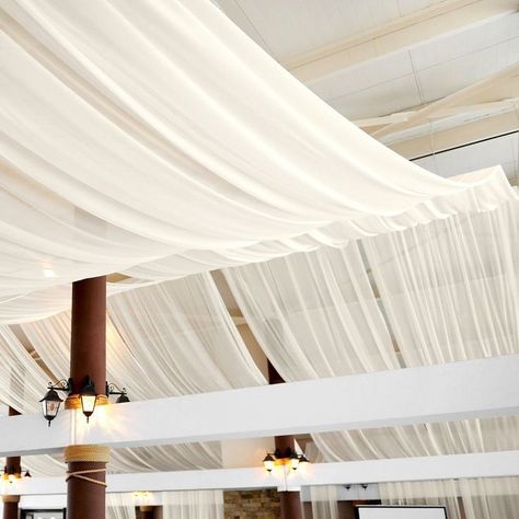 Curtain Draping, Ceiling Drapery, Ceiling Drapes, Wedding Ceiling, Ceiling Draping, Ceiling Curtains, Long Drapes, Flower Panels, Voile Curtains