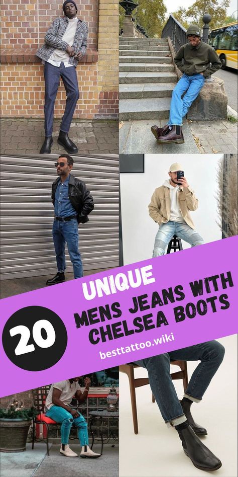 Step up your style with our curated collection of trendsetting men's jeans and Chelsea boots outfits for 2024. Whether you're going for a laid-back vibe or a more polished look, our guide has the perfect outfit for every occasion. From classic blue jeans to stylish black denim, our collection offers a variety of options to suit your personal style. Pair your favorite jeans with sleek Chelsea boots for an effortlessly cool look that's sure to impress. Jeans With Chelsea Boots, Chelsea Boots Outfits, Jeans And Chelsea Boots, Beige Chelsea Boots, Boots Outfit Ideas, Chelsea Boots Outfit, White Oxford Shirt, Boots Outfits, Jeans And Converse