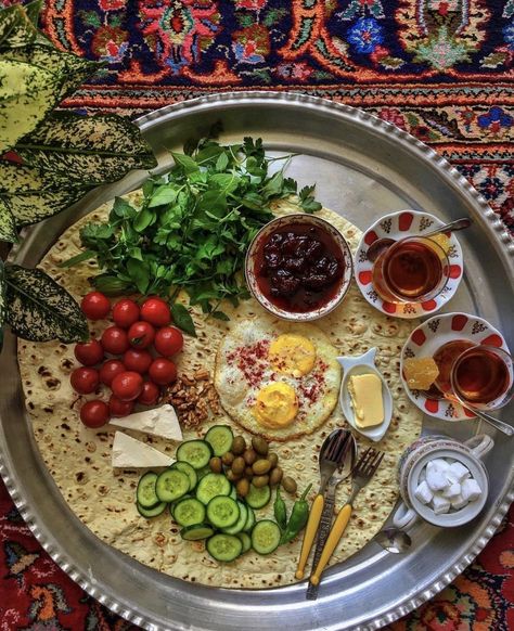 Iranian breakfast Iranian Breakfast, Persian Breakfast, Food Iranian, Persian Food Iranian Cuisine, Iranian Cuisine, Persian Cuisine, Persian Food, Aesthetic Food, Cobb Salad