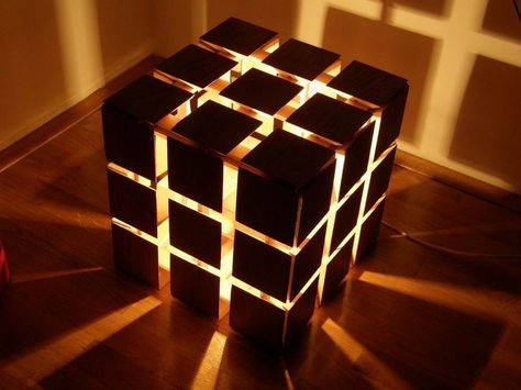 Lamp-Cube - by hrvoje @ LumberJocks.com ~ woodworking community Rubiks Cube Solution, Twisty Puzzles, Art Cube, Cube Lamps, Rubix Cube, Mood Lamps, Cube Toy, Cube Puzzle, Cube Light