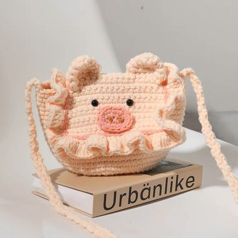 Piggy Crochet, Pig Bag, Crochet Mini Bag, Crochet Pig, Ita Bag, Crochet Backpack, Animal Bag, Kids' Bag, Sewing Needle