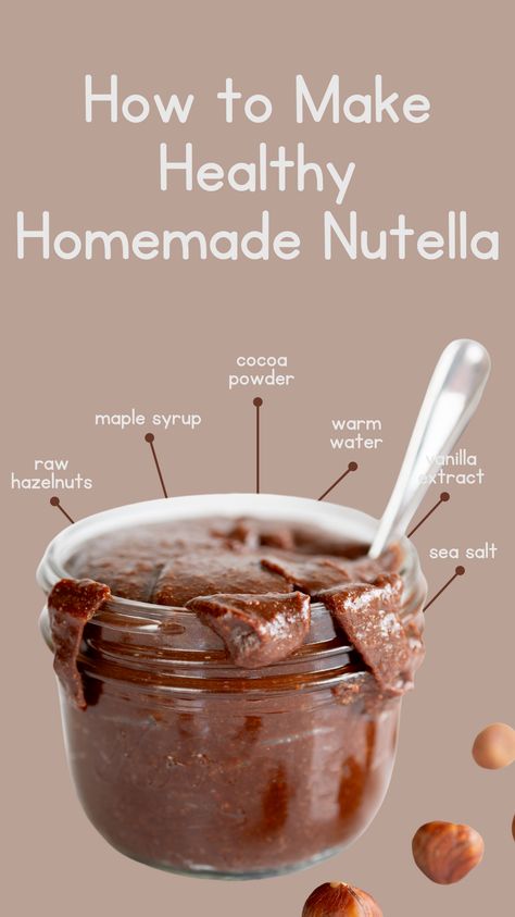 A delicious chocolate hazelnut spread recipe with simple ingredients, much less sugar, and higher in protein than the leading brand. Diy Hazelnut Spread, Healthy Hazelnut Spread, Homemade Hazelnut Spread, Hazelnut Spread Recipes, Homemade Nutella Recipes, Fruit Toast, Nutella Recipe, Homestead Recipes, Best Oatmeal Cookies