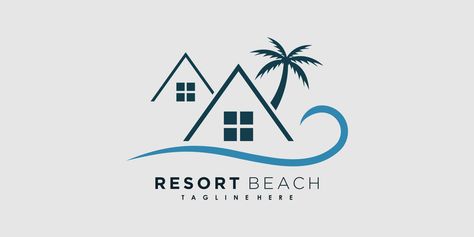 resort beach logo design vector with icon palm creative concept Beach Resort Logo, Beach Logo Design, Resort Logo Design, Beach Logo, Resort Logo, Creative Concept, Resort Beach, Resort Design, Minimalist Logo