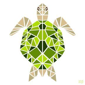 A geometric animal series created from shapes and monochromatic color Geometric Art Animal, Paint Chip Art, Chip Art, Polygon Art, Triangle Art, Geometric Shapes Art, Geometric Drawing, Green Turtle, Geometric Painting