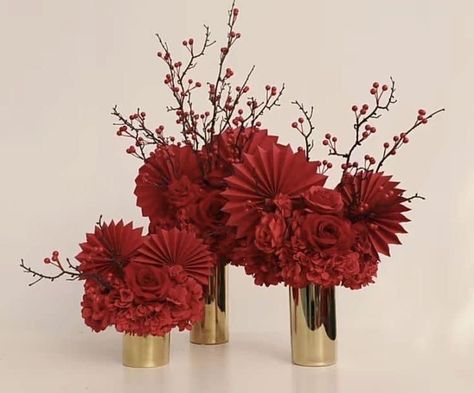 Chinese New Year Arrangement Flower, Tet Flower Arrangement, Chinese New Year Arrangement, Chinese New Year Floral Arrangement, Asian Christmas Decorations, Chinese New Year Decorations Ideas, Cny Decoration Ideas, Chinese New Year Flower Arrangement, Asian Party Decorations