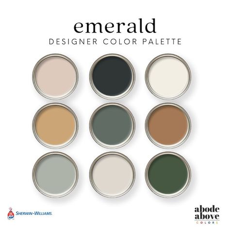 Earl Grey Color Palette, Arugula Paint Color Sherwin Williams, Paint Color Schemes Boho, Emerald Green Color Palette Bedrooms, Color Pallet With Dark Green, Dark Green Bedroom Color Palette, Colors That Go With Avocado Green, Forest Green Paint Palette, Dusty Green Color Palette