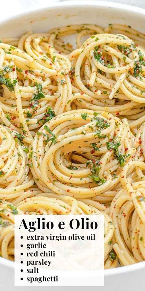 Garlic and oil pasta (spaghetti aglio e olio, or spaghetti aglio olio e peperoncino) is an Italian pasta recipe that originated in southern Italy, most probably around the Naples area, and is now famous all over the world for its simplicity and taste. Garlic Olio Sauce, Spaghetti And Olive Oil Garlic Pasta, Spaghetti With No Sauce, Garlic Aioli Pasta, Pasta E Olio, Garlic And Chilli Pasta, Garlic Oil Noodles Recipe, Pasta Recipes With Olive Oil And Garlic, Alia Olio Pasta