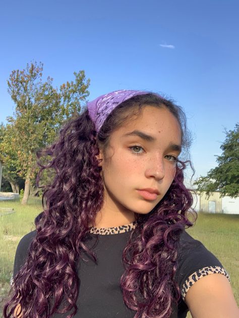 Curly Hair Dark Purple, Plum Purple Curly Hair, Dyed Curly Hair Ideas Colour Purple, Light Purple Curly Hair, Lilac Curly Hair, Curly Hair Color Ideas Purple, Dark Purple Hair Curly, Sherbet Aesthetic, Violet Curly Hair