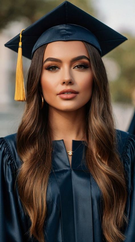 Explore a variety of hairstyles ideas with us.#hairstyling #hairstyling #hairextensionsupplier #graduation #graduationphotos #gradphotos #ugeathair #ugeat #ugeathairextensions #hairextensions#butter Graduation Look Makeup, Diy Graduation Hat Decorations, Graduation Hairstyles With Cap, Cap Hairstyles, Graduation Look, Elegant Updos, Graduation Photography Poses, Graduation Makeup, Graduation Poses