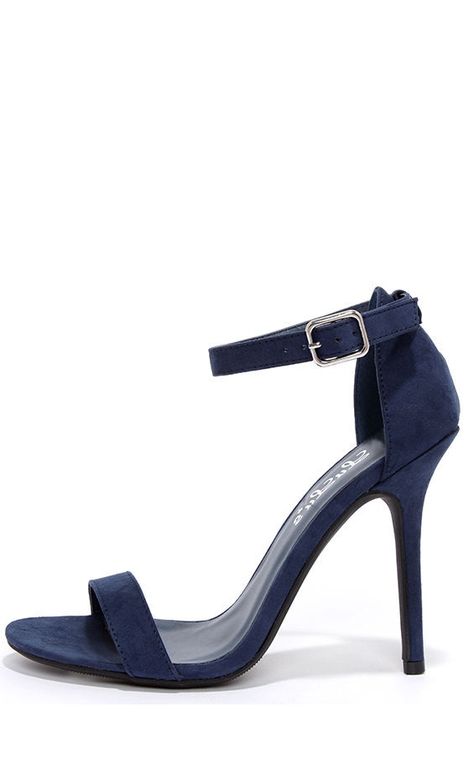 Perfect navy blue strappy sandal Dark Blue Heels, Single Strap Heels, Navy Wedding Shoes, Navy Blue Heels, Brian Atwood Heels, Navy Heels, Navy Blue Shoes, Dr Shoes, Prom Heels