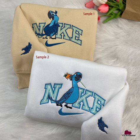 Croquis, Sweatshirts Nike, Rio Movie, Photo Embroidery, Nike Embroidery, Cartoon Gift, Cartoon Embroidery, First Anniversary Gifts, Bird Embroidery