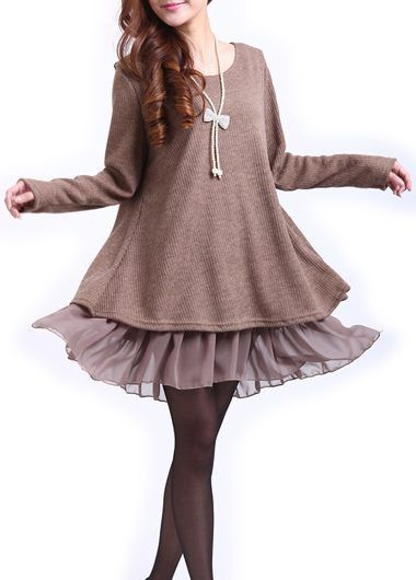 Sexy Dresses, Club & Party Dress Sale Online Loose Sweater Dress, Khaki Sweater, Teacher Fashion, Bow Blouse, Patchwork Dress, Long Tunic, Ruffle Top, Plus Size Dress, Bow Tie