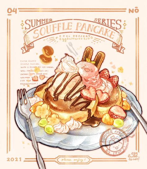 Nao ☕🌨️ on Twitter: "Here to bring you more summer treats!! 🥞🍹🧊 ✨✨ would you like to order this set of pancake and cream soda, to ease the heat? Surely they can help you to cool down! ❄️… https://t.co/DrVOoMZGJW" Pancake Drawing, Souffle Pancake, Pancake Dessert, Souffle Pancakes, 귀여운 음식 그림, Foodie Art, Food Artwork, Food Sketch, Food Fantasy