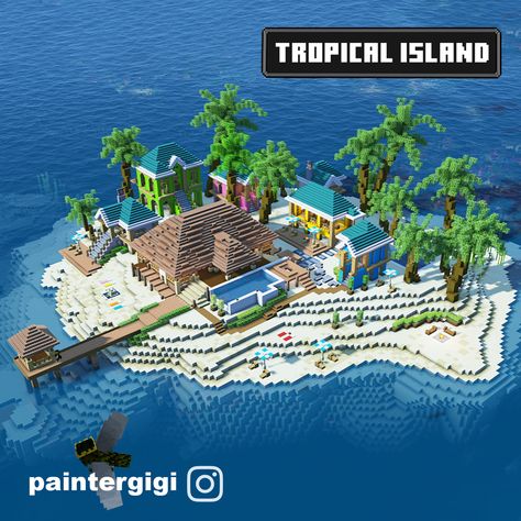 Minecraft Tropical Island, Minecraft Tropical, Minecraft Beach House, Rumah Minecraft Sederhana, Minecraft Mansion, Minecraft Servers, Minecraft House Plans, Bangunan Minecraft, Minecraft Modern