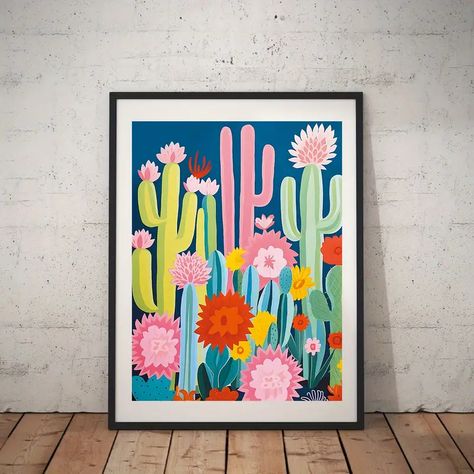 Latin Decor, Mexican Cactus, Mexican Artwork, Cactus Poster, America Decor, Retro Artwork, American Decor, Traditional Mexican, Vintage Mexican