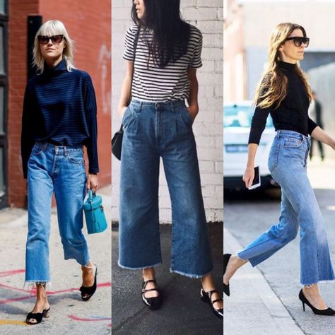 Just in: Trend or Trash? Culotte Jeans // http://www.bandteesleatherandlace.com/2017/09/trend-or-trash-culotte-jeans.html?utm_campaign=crowdfire&utm_content=crowdfire&utm_medium=social&utm_source=pinterest Culottes Jeans Outfit, Culotte Jeans Outfit, Goucho Pants, Culottes Jeans, Raw Edge Jeans, Cropped Jeans Outfit, Culotte Style, Flare Jeans Outfit, Wide Leg Jeans Outfit