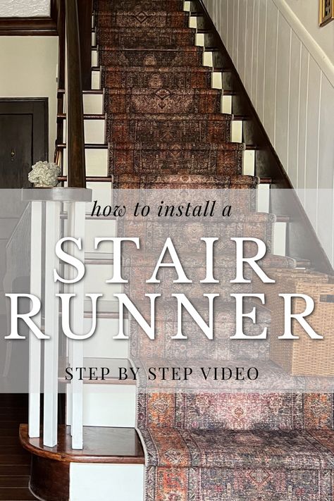 Diy Stair Runner, Black Runners, Entryway Inspiration, Staircase Makeover, Diy Stairs, Stair Runner, Vintage Diy, Dark Academia, Hallway