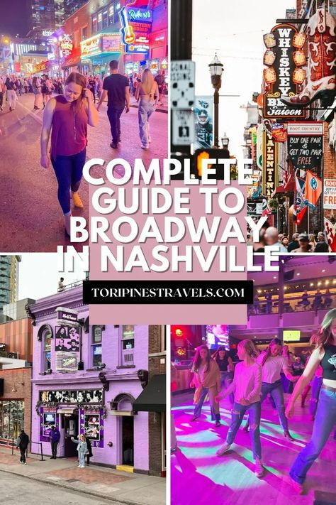 Everything you need to know about Broadway in Nashville, TN. The Honky Tonks, restaurants, and more, from a local! Nashville Off Broadway, What To See In Nashville Tn, Nashville Tennessee Nightlife, Nashville Tennessee Broadway, Opry Mills Mall Nashville Tn, Must Do In Nashville Tn, Nashville Tn Things To Do, Dinner In Nashville Tn, Shopping In Nashville Tn