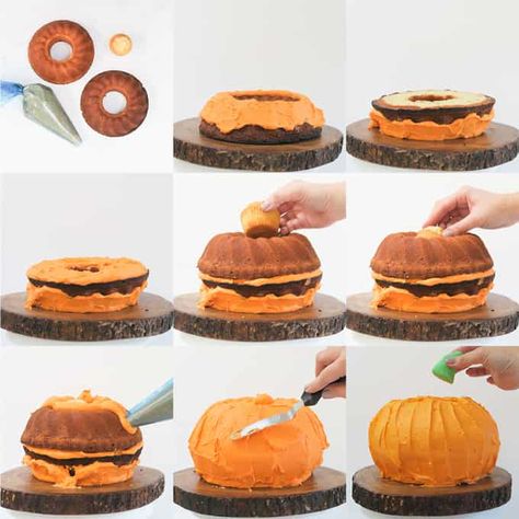 How to make a Pumpkin Bundt Cake - Perfect for Halloween, this easy peasy cake is so much fun to make! Filled with buttercream icing - the best frosting - kids will love this cake! Pumkin Cake, Pumpkin Shaped Cake, Best Frosting, Holiday Cake Pop, Halloween Pumpkin Cake, Pumpkin Smash, Pumpkin Bundt, Cake Halloween, Blackberry Cake