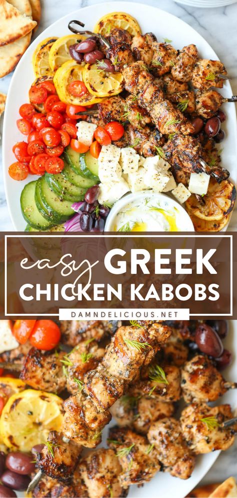 GREEK CHICKEN KABOBS Healthy Grilling Recipes, Chicken Kabobs On The Grill, Kabobs On The Grill, Best Marinade, Greek Chicken Kabobs, Greek Marinated Chicken, Marinated Olives, Kabob Recipes, Chicken Kabobs